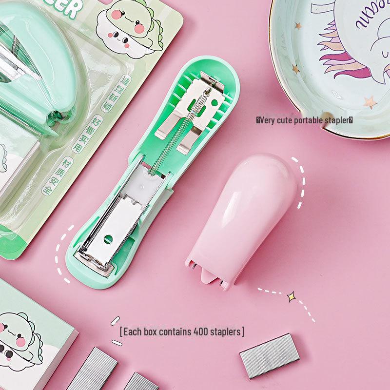 Creative Mini Dinosaur Stapler Set - Cute, Portable, Labor-Saving Binding Tool for Students