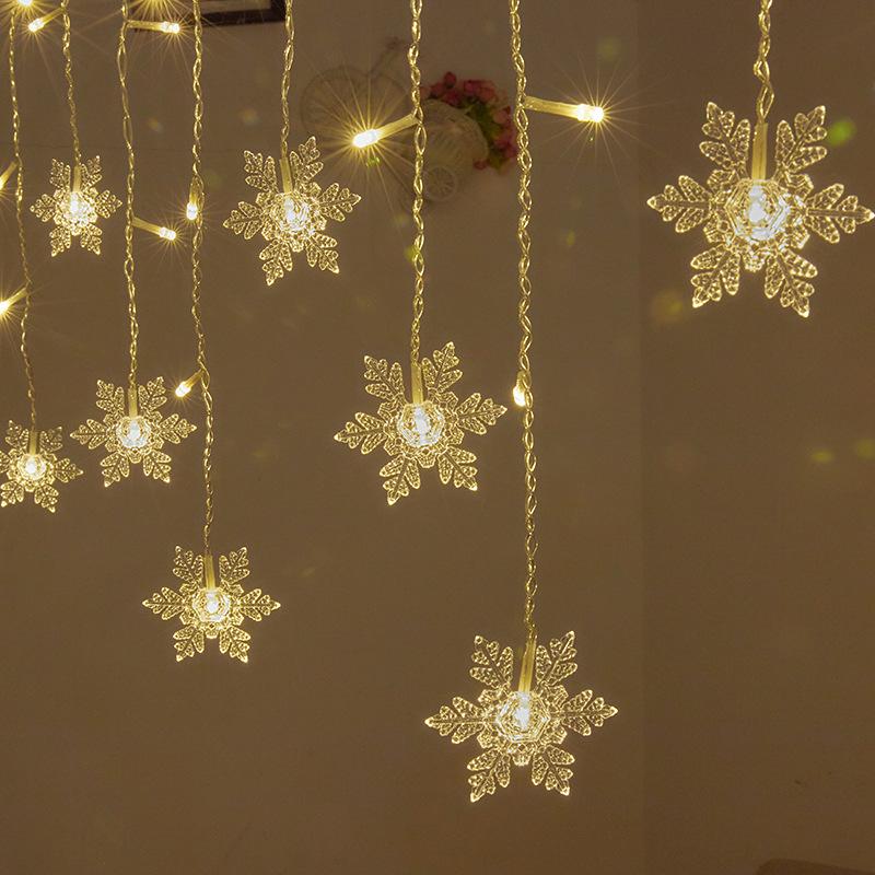 Christmas Decorations Snowflake Window Curtain Garlands LED Icicle Fairy Lights Outdoor Garland Home Party Garden New Year Decor