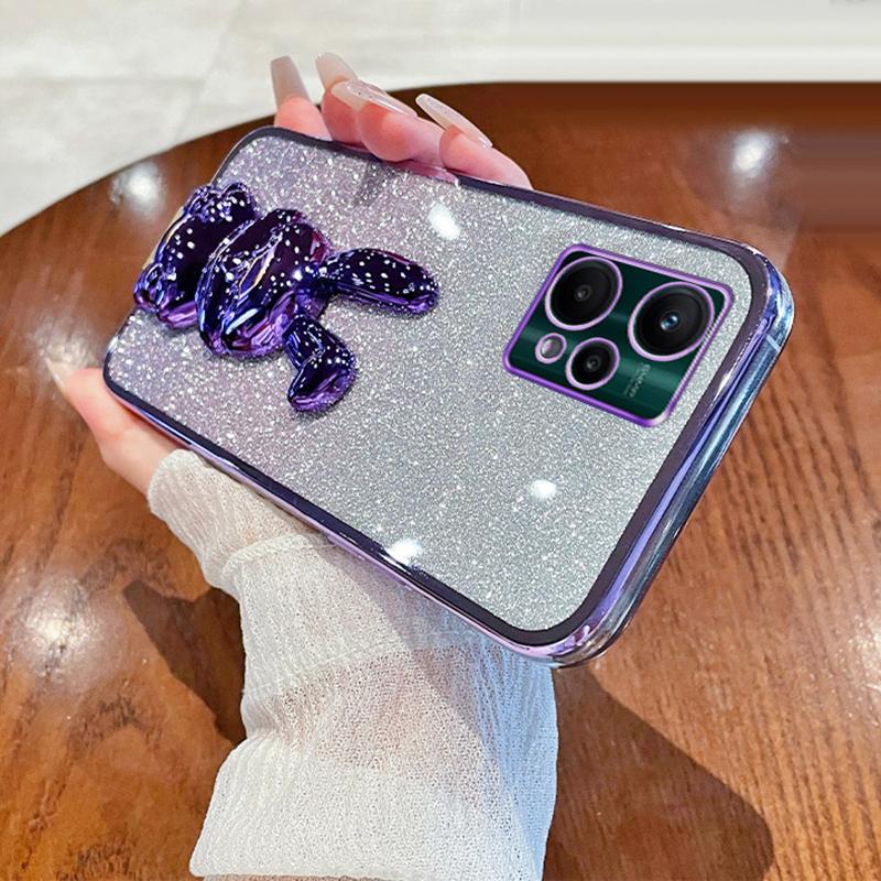

For Realme V25/9 Pro 5G/9 5G Mobile Phone Case Support Kickstand Shockproof Glitter Cover Purple