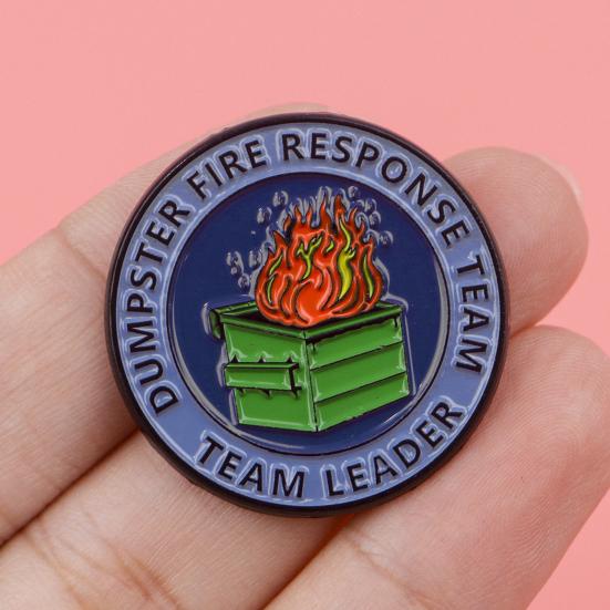 Dumpster Flame Pin Humorous Dumpster Flame Response Team Alloy Pin Hilarious Enamel Badge for Coworkers Team Leader