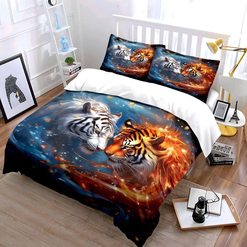 White and Orange Tigers. Bedding Sets Duvet Cover Sets Duvet Covers Pillowcases(1 * Duvet Cover 2 * Pillowcases Without Duvet Insert)