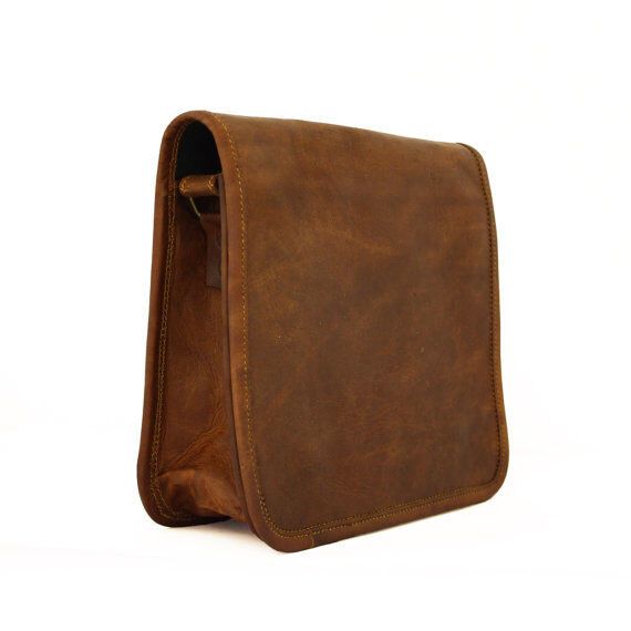 Men's Genuine Vintage Leather Messenger Laptop Briefcase Satchel Women Bag Brown