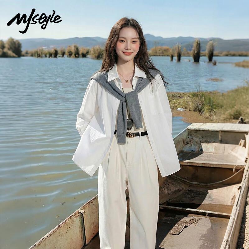 

Рубашка с длинным рукавом и шалью в стиле MJ Color-block XL