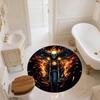 Flame Motorcycle,Round Area Rug,Carpet Rug for Living Room Bedroom Sofa Playroom Decor,Non-slip Floor Mat