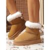 2025 Fall/Winter New Korean Style Round Toe Fashionable Comfortable Fuzzy Lined Slip-On Snow Boots for Women