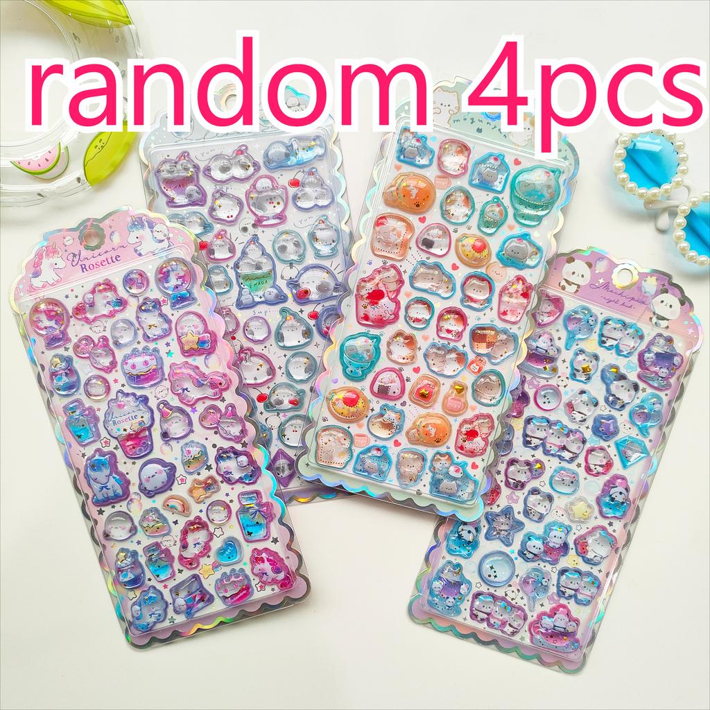 3D Animal Gem Relief Stickers Cute Cat Panda Candy Color Transparent DIY Decor for Laptop Phone Notebook Kids Girls Gift Toys