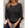 BITCED Women's Fashion Casual Solid Color Print Long Sleeve O-Neck Blouses & Shirts