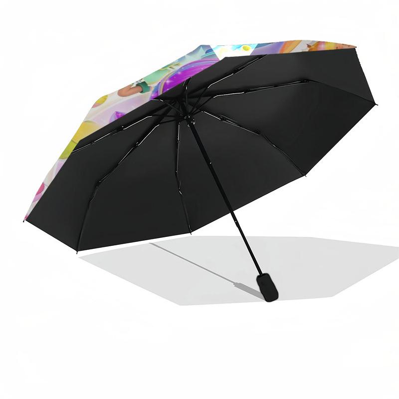 Rainbow, Bubble Guppies Themed Automatic Opening and Closing Umbrella, Compact Travel Umbrella, Lightweight and Portable, Suitable for Beach