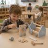 Coffret à outils enfant - GINGER HOME - Mini Atelier Enfant 22 Pièces - Bois/MDF - Bleu et bois - Portable 22x13x14 cm