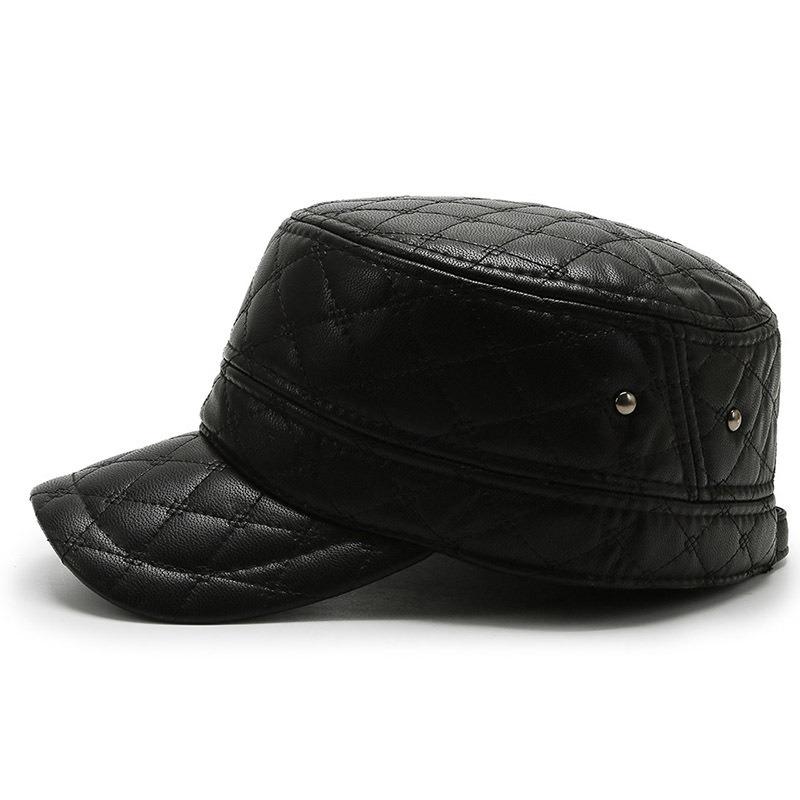 New diamond cap autumn and winter warm fleece thickened middle-aged men's flat top hat fashionable and simple tide