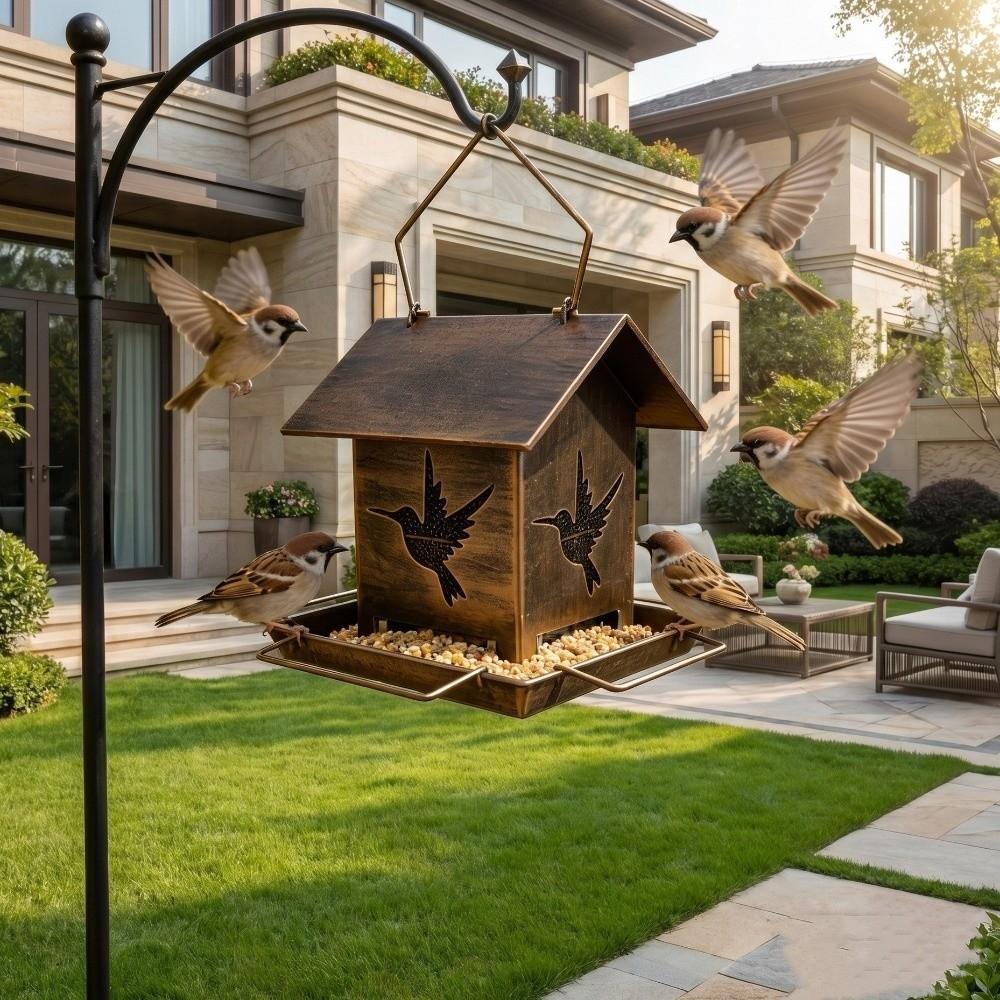 Large Capacity Hanging Metal Bird Feeder Windproof Wildlife Shelter Nature Lovers