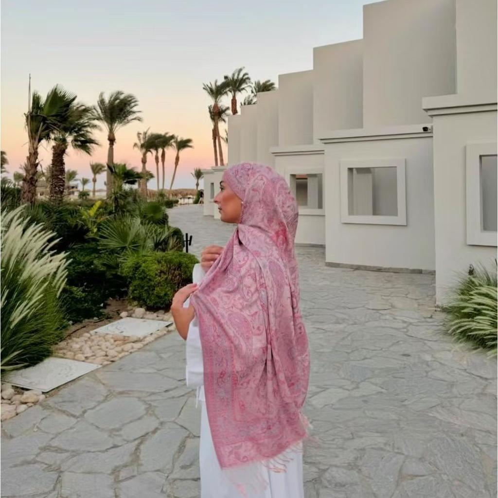 Paisley Embroidery Cotton Hijab Scarf For Woman Muslim Hijabs Pashmina Tassels Shawls Fashion Long Wraps Foulard Islam Turban