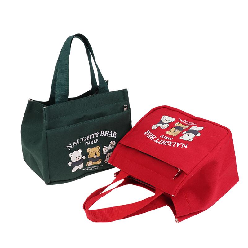 Cartoon Cute Printed Pattern Canvas Versatile Handbag Office Worker Lunch Bag Tote Bag Portable Outdoor Office Food Bags