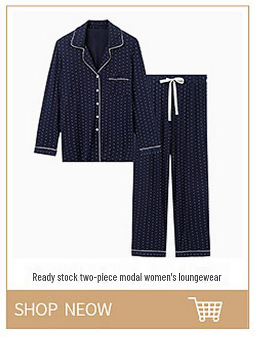 Women's Modal Long-Sleeve Nightgown, Cardigan Style Pajamas, Hot Seller