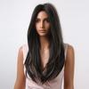 Dlouhé rovné syntetické paruky černé s melírovaným vlasem Paruky Střední část pro ženy Tepelně odolné cosplay paruky
