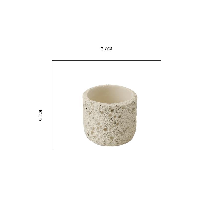 Milk White Creative Volcanic Stone Pattern Cement Succulent Flower Pot Office Home Desktop Decoration Green Plant Flowers
