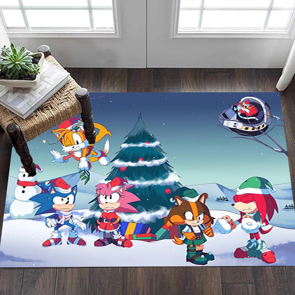Sonic The Hedgehog Figures Set Decoration,Carpet,Living Room,Bedroom, Non-slip,Square rug