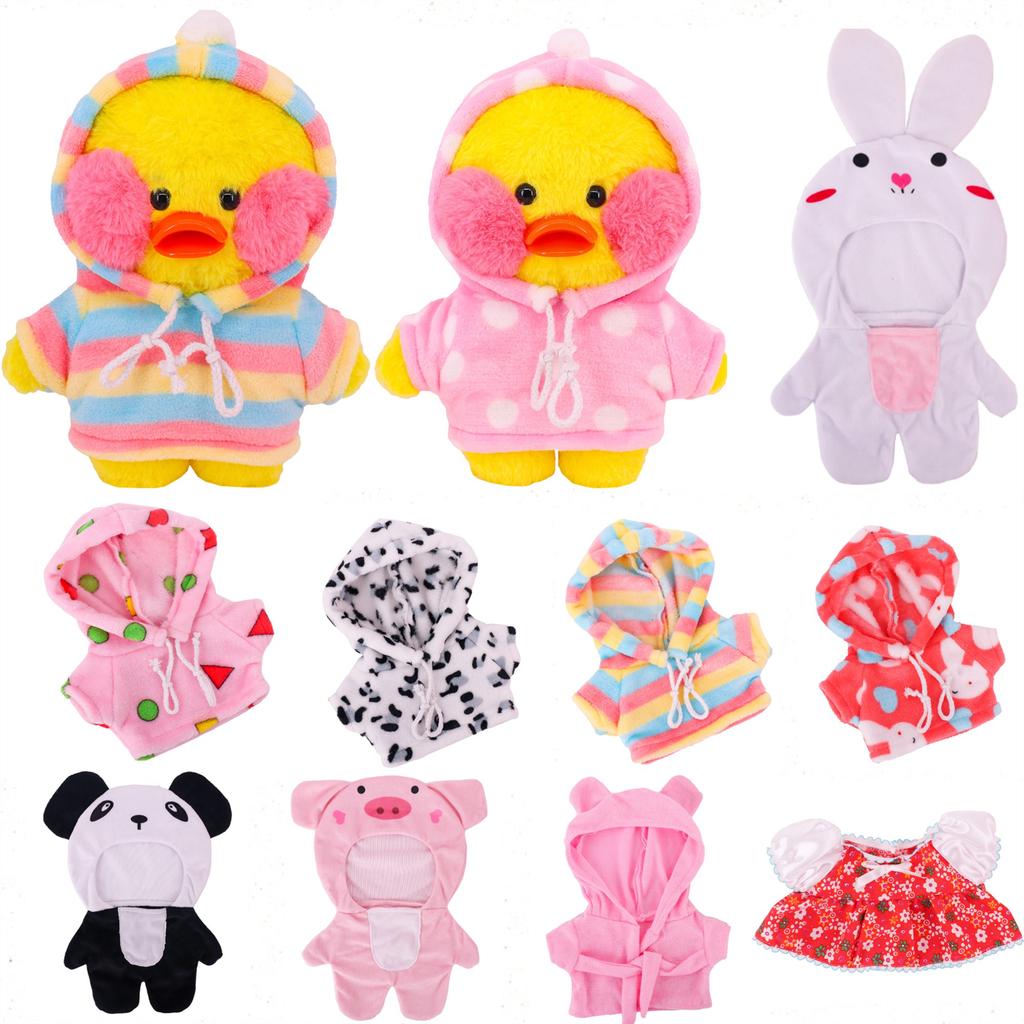 30Cm Cute Plush Doll'S Clothes Outfit Accessories For Cafe Lalafanfan Duck Clothes Doll Jumpsuit Color Match Hoodies Girl`S Gift