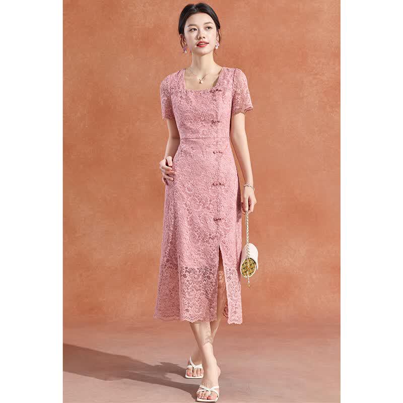 New Chinese Style Lace & Beaded Midi Dress XL