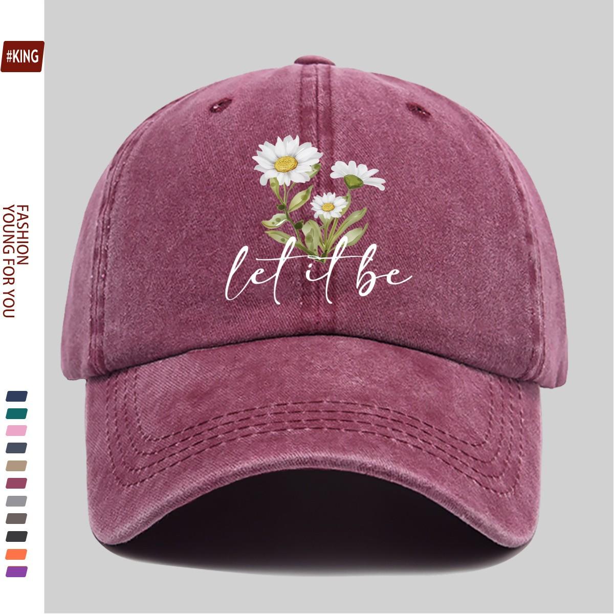 Daisy Let It Be Washed Baseball Cap Unisex Cotton Adjustable Outdoor Casual Headwear One Size