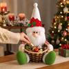 Christmas Woven Candy Basket with Santa and Snowman Figures, Desktop Storage Box for Holiday Party Decorations