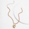 Exaggerated Big Heart Pendant Clavicle Necklace for Women's Simple Gold Metal Girl Birthday Jewelry Gift
