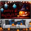 1pc Halloween Party Backdrop Banner - Scary Pumpkins, Ghosts and Spider Webs, Home Decoration