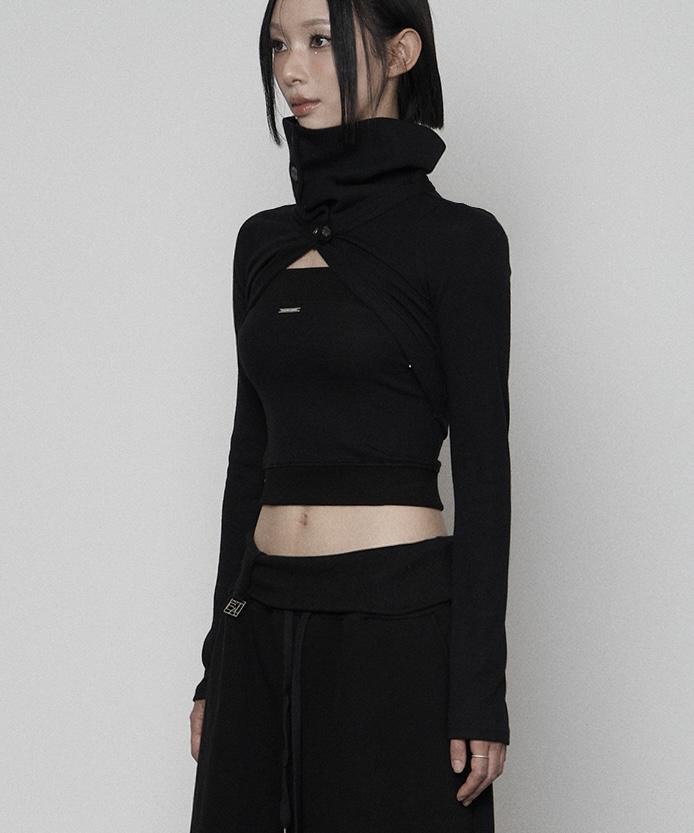 ETRE AU SOMMET Polar Open Bolero Top Set (Black)