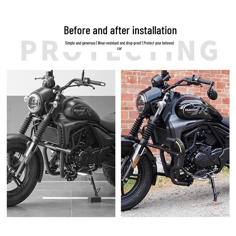 Haojue TR300 Crash Bars & Anti-Fall Protection with Folding Backrest and Side Bag Accessories