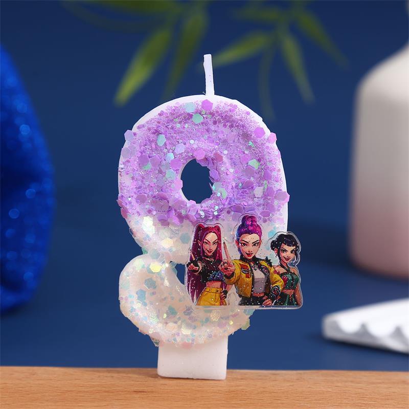 

Kpop Аніме Тема Мисливців на Демонів 3D Цифрова Свічка Прикраса для Торта на День Народження Свічка з Номером 0-9 Аксесуар для Дитячої Вечірки Подарунок