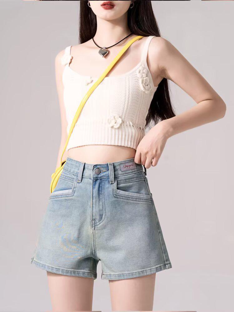 

Plus Size American Vibe Denim A-Line Shorts - Slimming Elastic Hot Pants for Women S