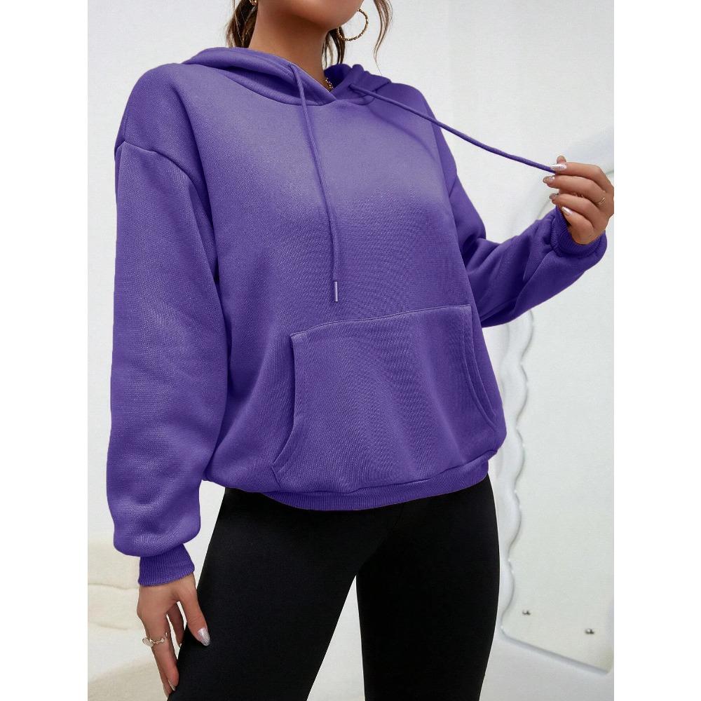 Solid Color Casual Hoodie For Female Pocket Creative Hoody All-Match Street Clothes Womens Fleece Unisex Pullovers
