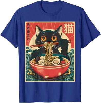 Kawaii Cat Anime Gifts Cat Ramen Graphic Tee Japanese Funny Unisex T-Shirt