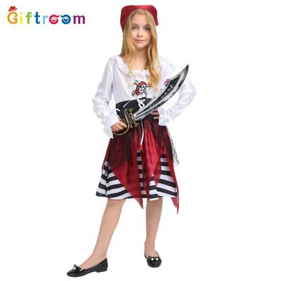 Halloweenská sváteční párty Piráti z Karibiku Dámský elegantní bílý pirátský jevištní výkon Vznešený kostým