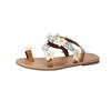 Foreign Trade Set of Toe Sandals 2025 Summer New Flat-bottomed Flower Flat-bottomed Beach Large-size Open-toed Women's Sandals