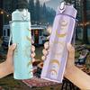 1PC Moon Sun Boho Mystical Celestial Art 750ml Color Plastic Sports Water Bottle Leakproof Flip Straw Lid Suitable for Sports Office Home Use