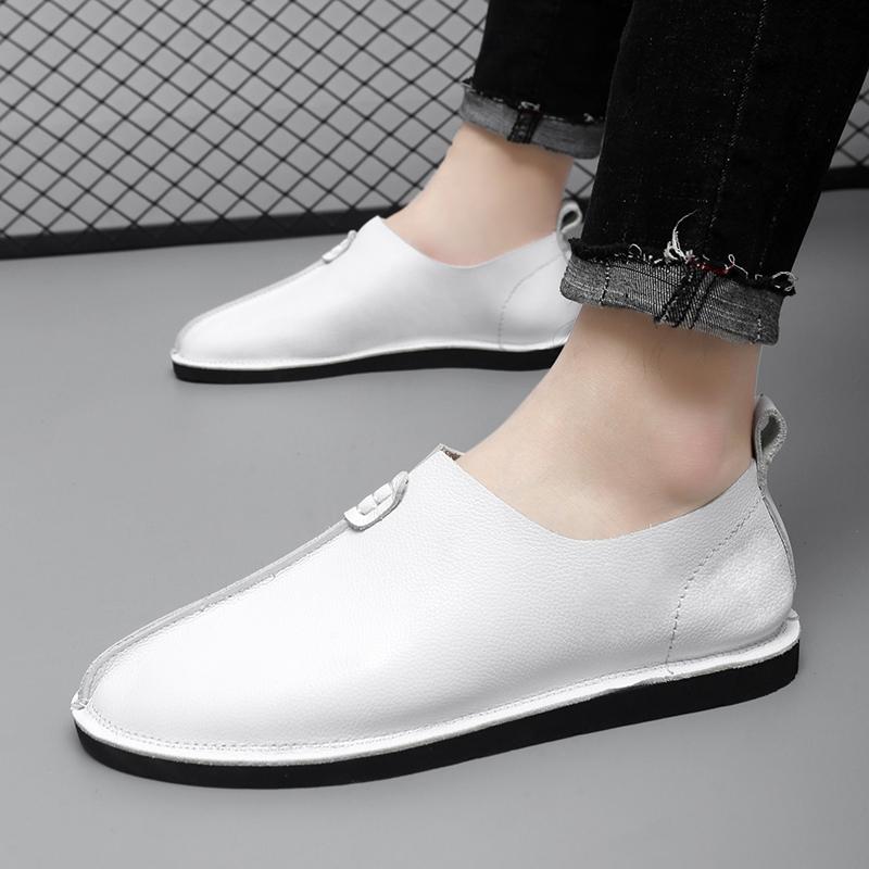 Fashion Business Lightweight Flats All-match Mens Slip on Shoes Men's Genuine Leather Loafers Casual Soft Non-Slip Dress Shoes for Men