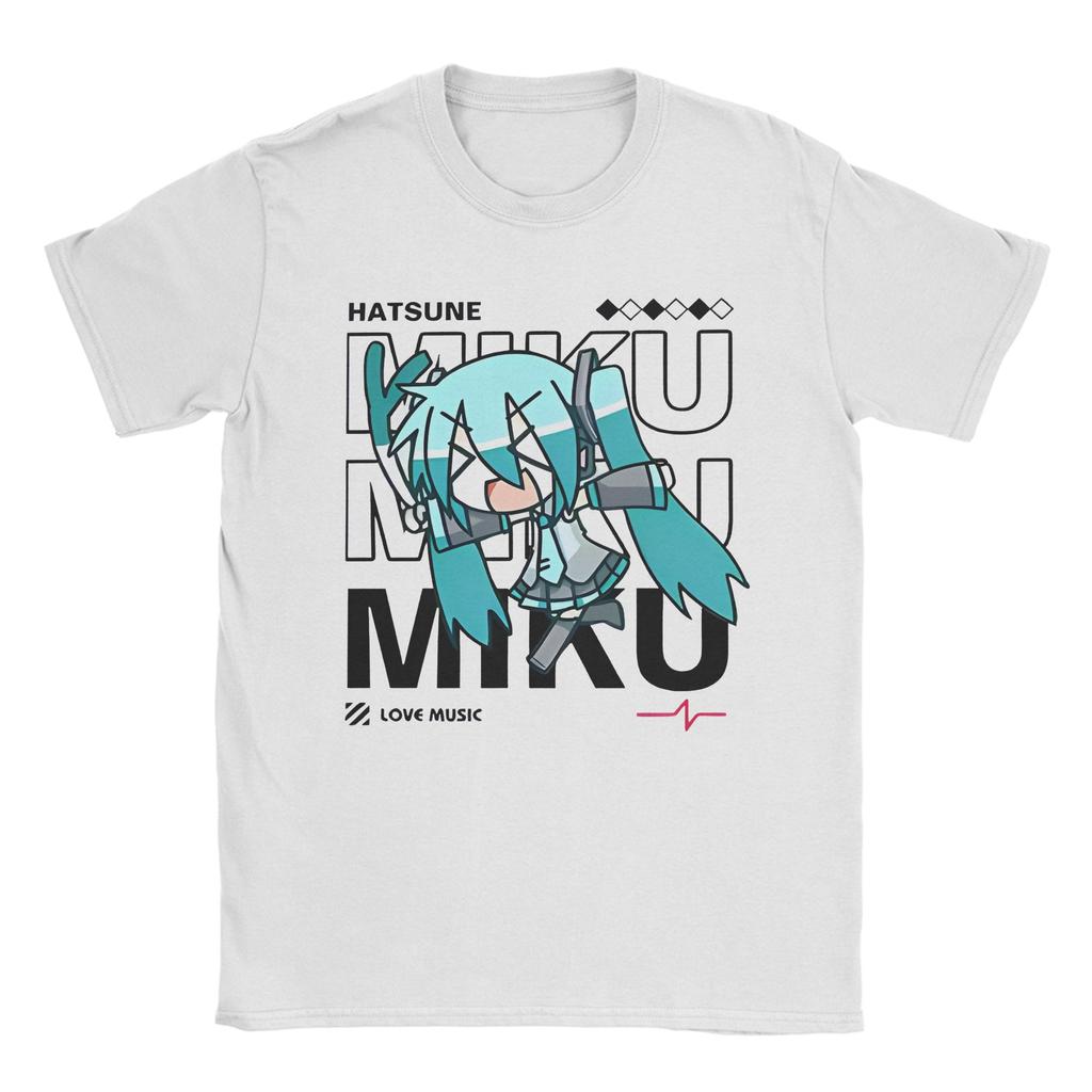 Hatsune Miku Anime Tshirts Unisex Unisex Unisexga Vintage Pure Cotton Tee Shirt Crewneck Short Sleeve T Shirts Big Size Clothes