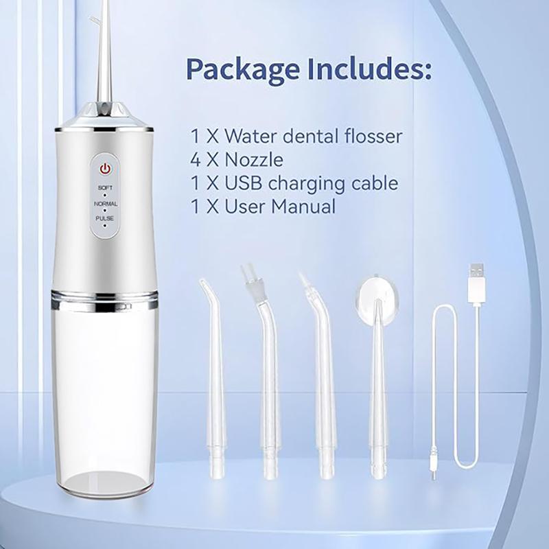 Electric Oral Irrigator Portable Dental Water Flosser USB Rechargeable Dental Water Jet Pick Flosser 4 Tip 3 Modes Teeth Cleaner