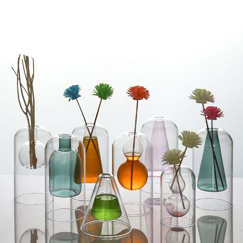 Hydroponic Flower Pot Small Bottle Double Layer Glass Aromatherapy Bottle