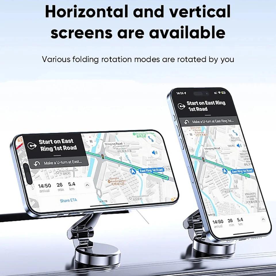 Magnetic Car Phone Holder 360 Degree Rotation Foldable Phone Mount Suction Cup Car Navigation Phone Holder