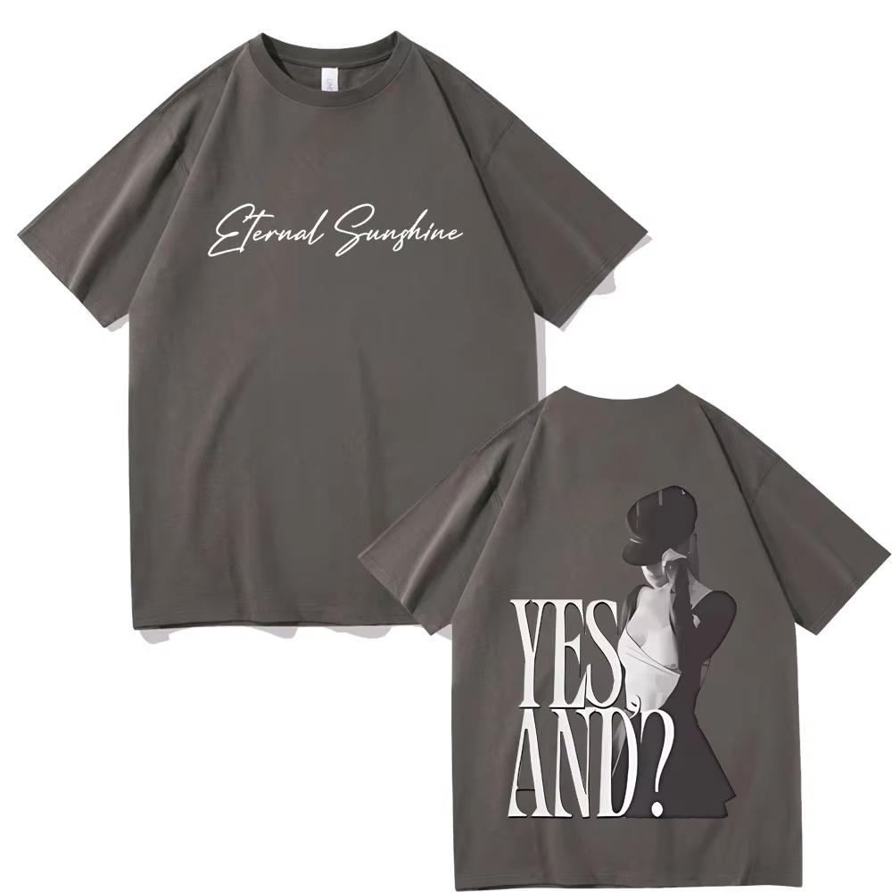 Ariana Grande Yes and Double Sided Printed T Shirts Unisex Casual Fashion Oversized T-shirts Men Women Hip Hop Rock Short Sleeve