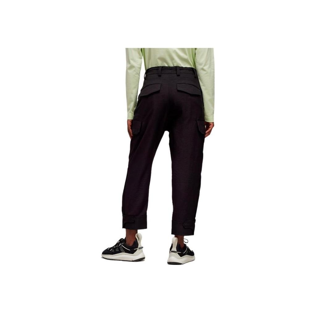 Y-3 Solid Color Drawstring Side Pocket Flap Button Cuff Cargo Pants Men pants Black HG8665