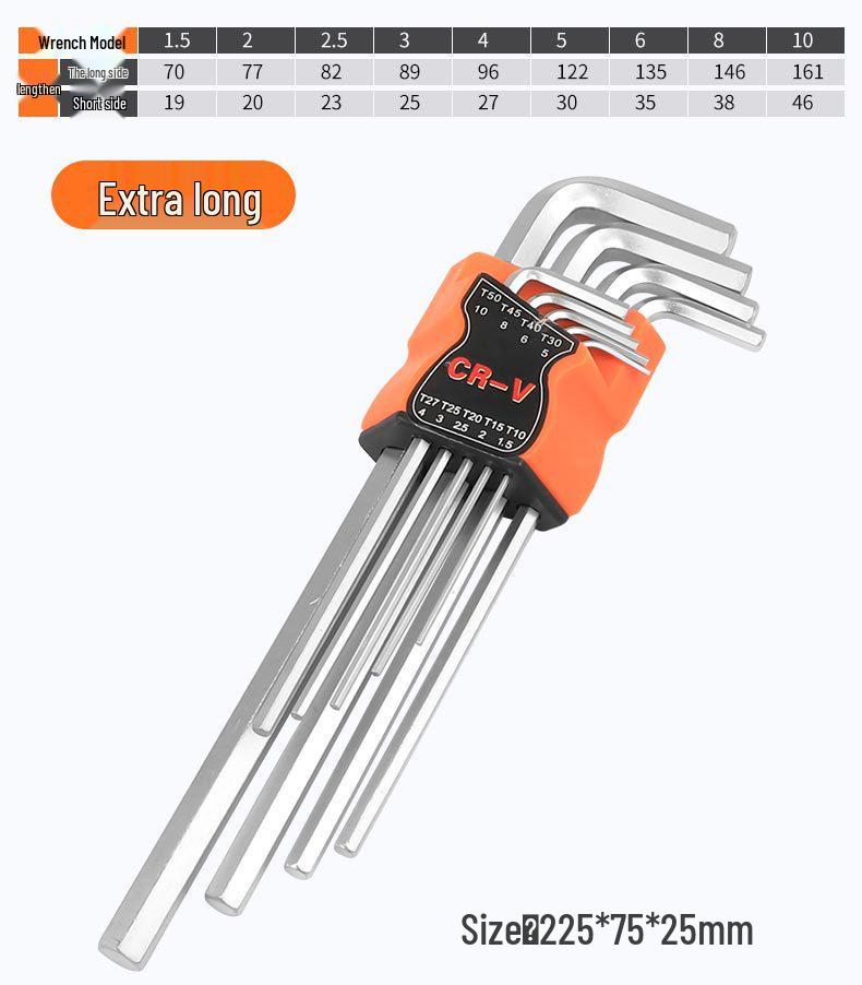 9-Piece Matte Hex Wrench Set with Flat & Ball Heads