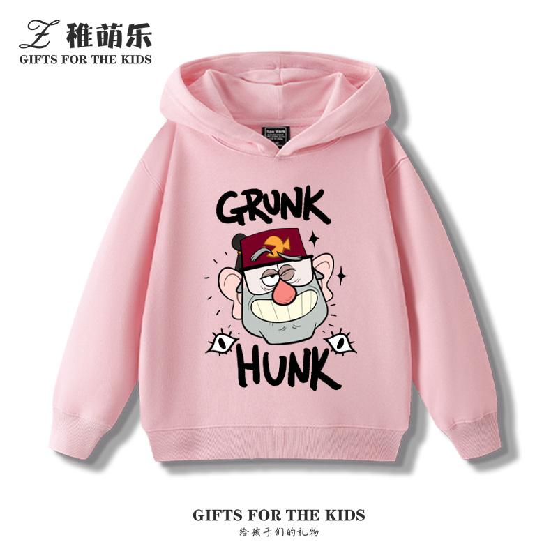 Gravity Falls Anime Fun Hooded Sweatshirt Boys Girls Children's Fall and Winter Padded Cute Casual Trend Warm Long Sleeve Top
