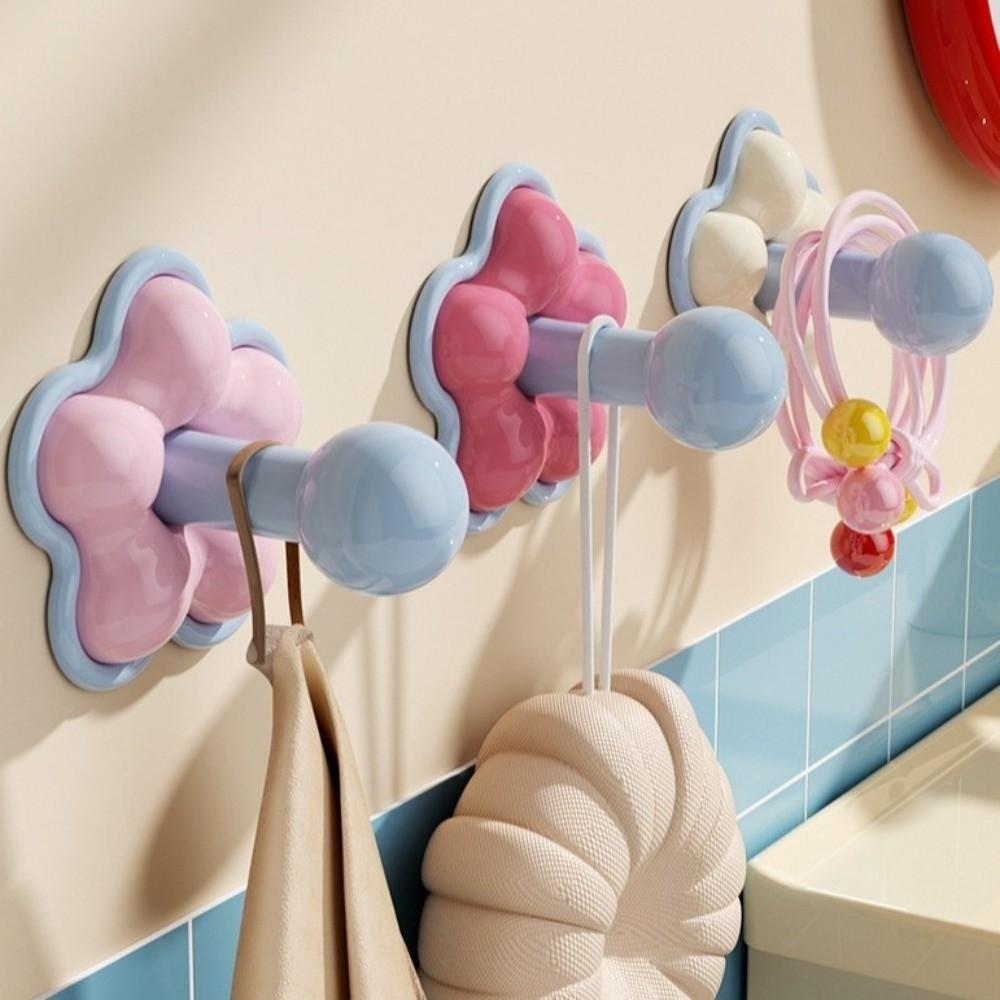 6PCS/SET Durable Flower Shape No-drill Hook Stable Support Strong Hold Wall Hook Plastic Adhesive Hook Entry Door