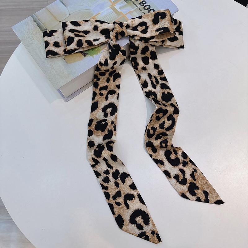 200x5cm Women Elegant Leopard Narrow Long Ribbon Neck Scarf Tie Thin Necktie Bag Waist Belt Lady Accessories