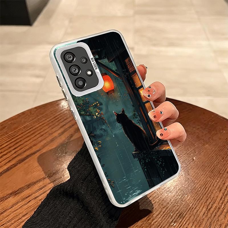 Healing Sense Cat Rain Shockproof Phone Case for Samsung A17 A16 A15 A14 A37 A57 A36 A56 A26 A35 A55 A25 A34 A54 A24 A13 A23 A33