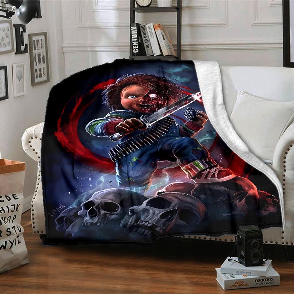 1pc Chucky2 Blanket, Gift, for Men and Women, Soft Blanket, Good for Sofa Bed Couch Travel, Lightweight Flannel Blanket