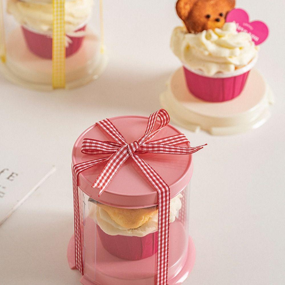 10Pcs Tall Layer Lid Cupcake Box Transparent Cookies Box Baking Dessert Container Wedding Supplies